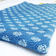 Handmade Indigo Blue Floral Block Printed Cotton Fabric